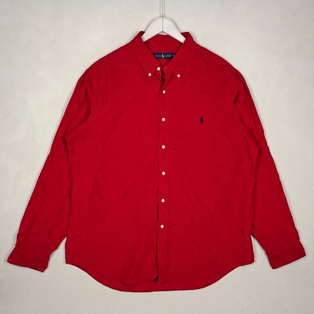 Polo Ralph Lauren Red Corduroy Button Down Shirt Long Sleeve Pony Logo Mens XL